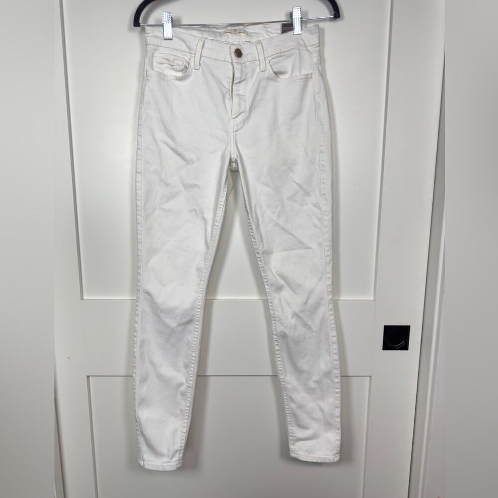 7 For All Mankind White Cotton High Rise Skinny Jeans 27